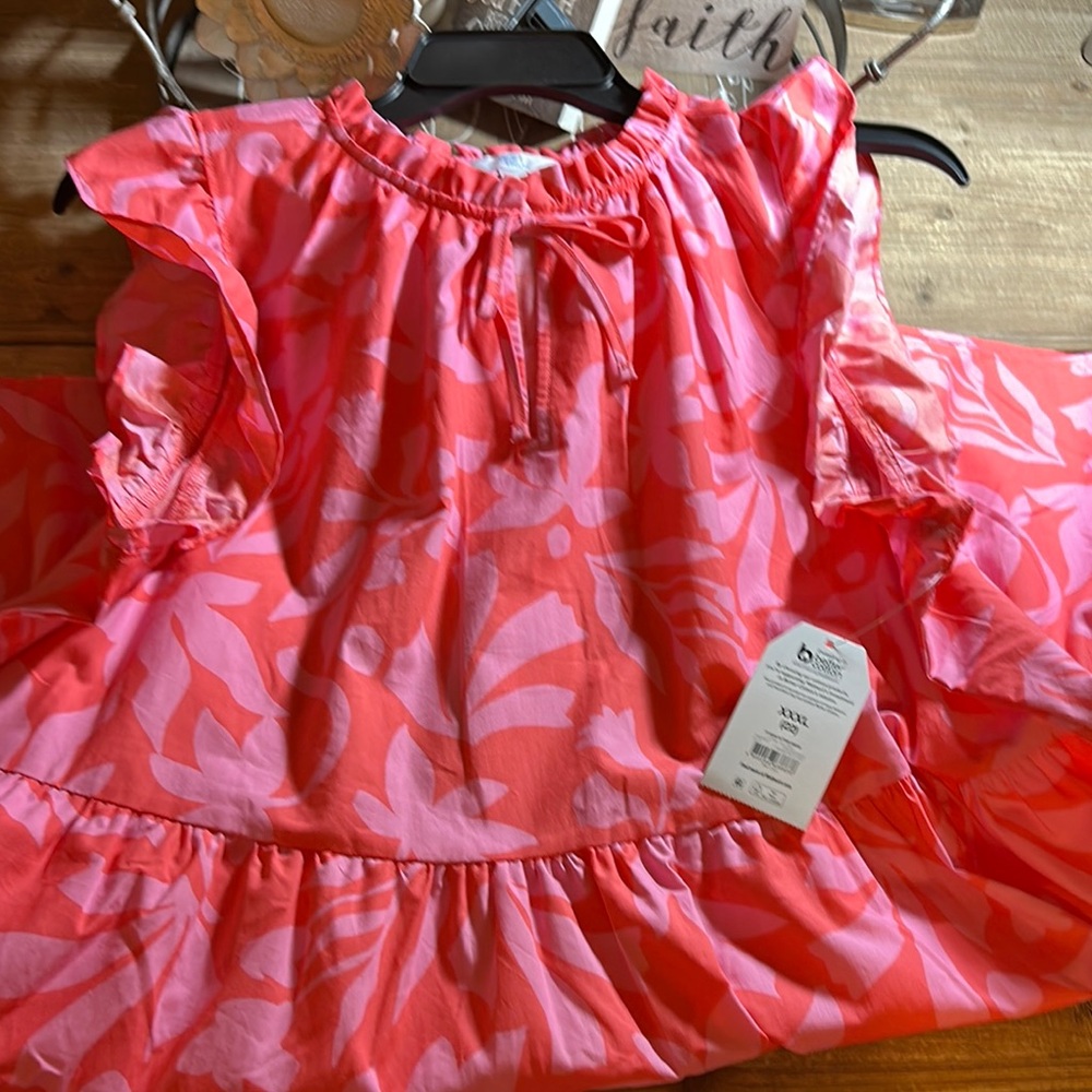 Pink and Red Floral Dress